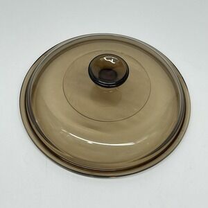 Vintage Pyrex Vision V-2.5-C Round Amber Brown Glass Lid 8.5" by Corning Retro